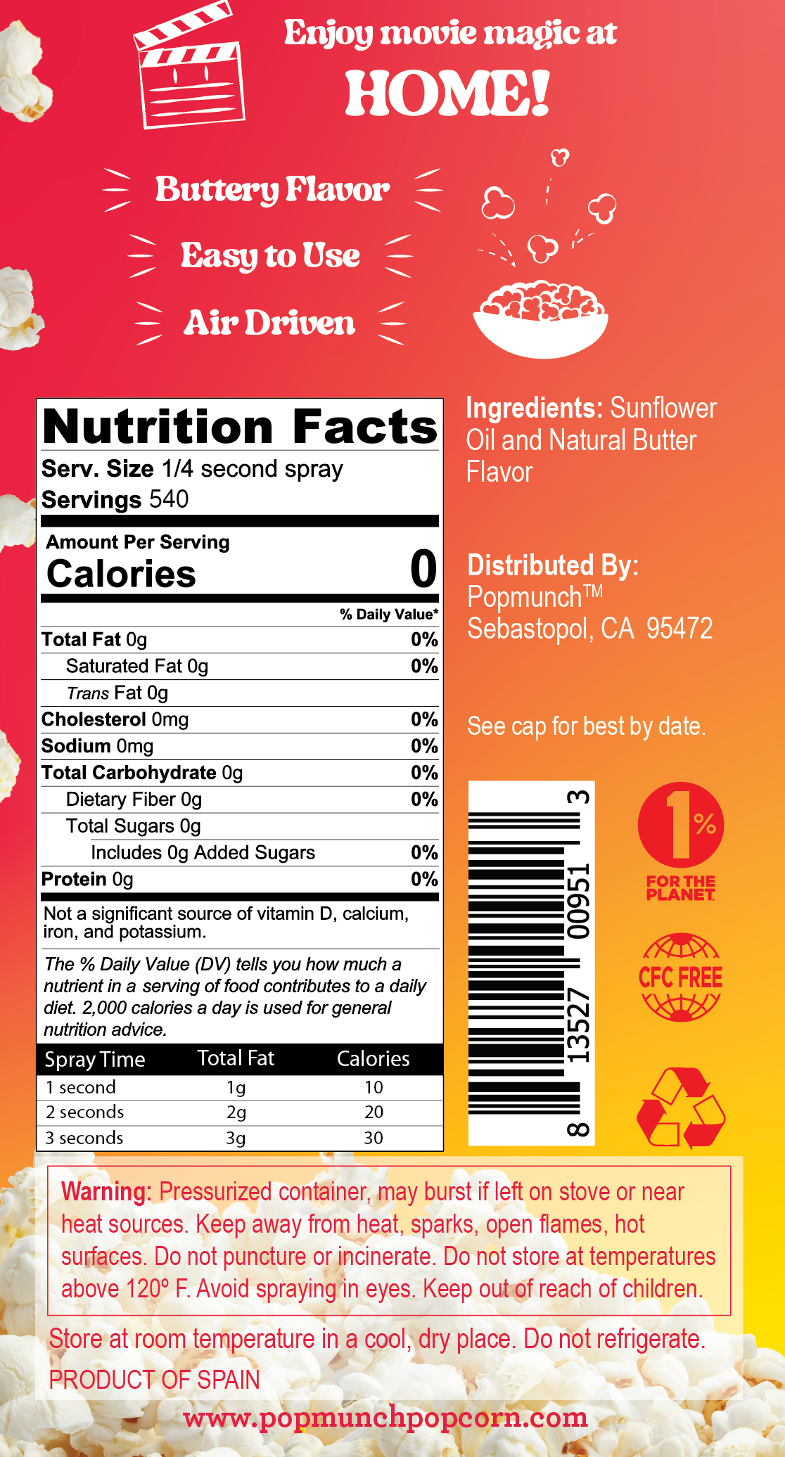 Movie Theater Butter Flavored Popcorn Spray